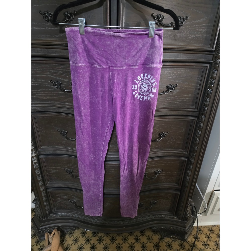 Victorias Secret PINK Purple Acid Wash High Waist Logo Leggings Small